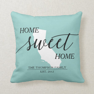 Zuhause Sweet Zuhause CA Staat Familienname Throw  Kissen