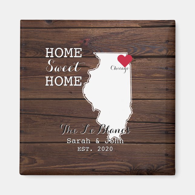 Zuhause Sweet Zuhause | Chicago Illinois Rustic Wo Magnet (Vorne)