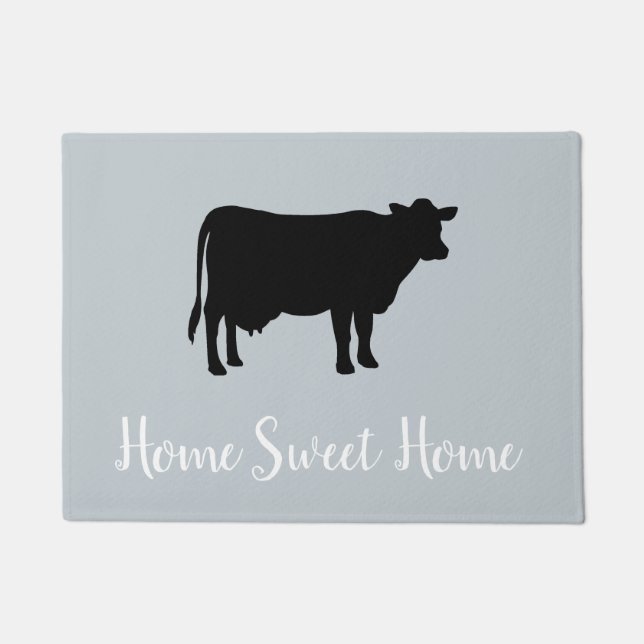 Zuhause Sweet Zuhause Cow Bauernhof Grauer Bodenma Fußmatte (Vorderseite)