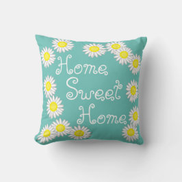 Zuhause Sweet Zuhause Daisy Aquamarin Green White  Kissen
