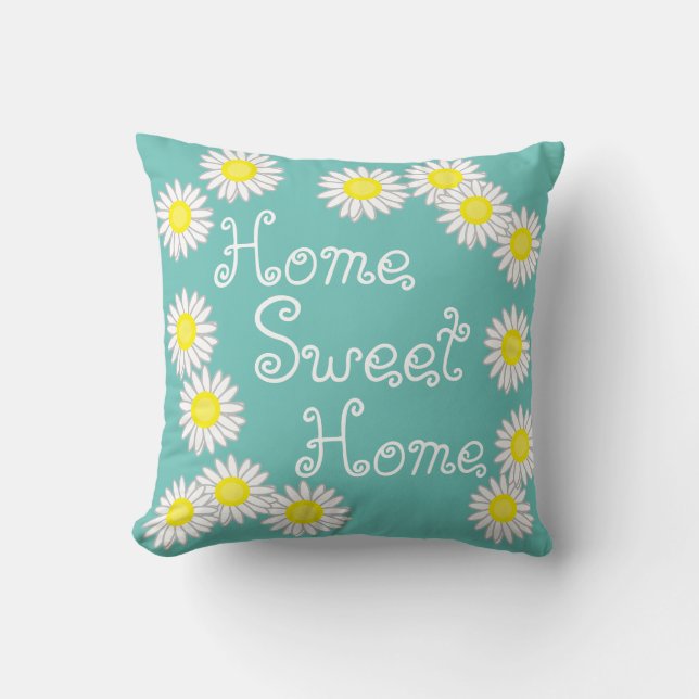 Zuhause Sweet Zuhause Daisy Aquamarin Green White  Kissen (Vorderseite)