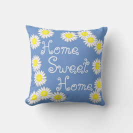 Zuhause Sweet Zuhause Daisy Blue White und Yellow Kissen