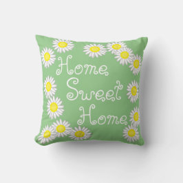 Zuhause Sweet Zuhause Daisy Green White und Yellow Kissen
