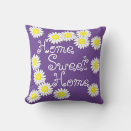 Zuhause Sweet Zuhause Daisy Lila Weiß und Gelb Kissen