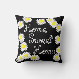Zuhause Sweet Zuhause Daisy Schwarz-weiß und gelb Kissen