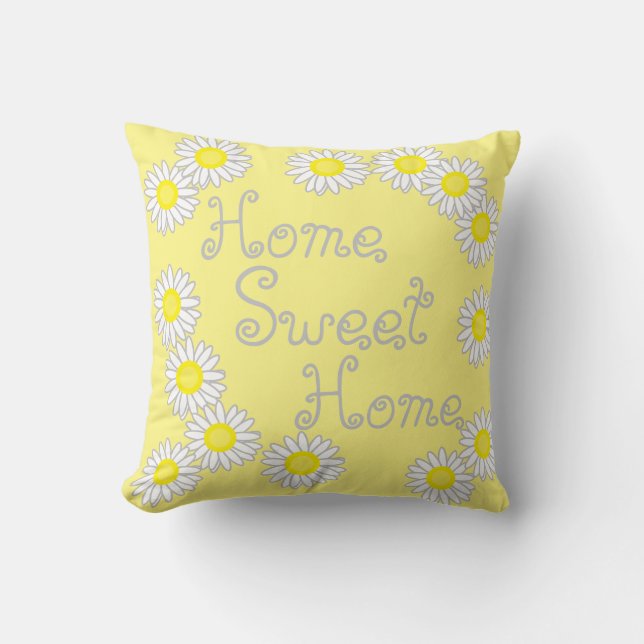 Zuhause Sweet Zuhause Daisy White und Yellow Kissen (Vorderseite)