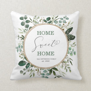 Zuhause Sweet Zuhause Elegant Watercolor Grüne Kissen