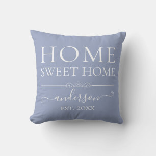 Zuhause Sweet Zuhause   Familienname Jahr blau Kissen