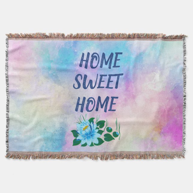 Zuhause Sweet Zuhause, farbenfroher Wasserfarbente Decke (Vorderseite)