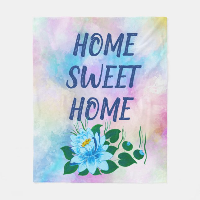 Zuhause Sweet Zuhause, farbenfroher Wasserfarbente Fleecedecke (Vorderseite)