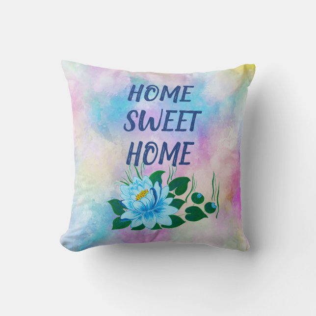 Zuhause Sweet Zuhause, farbenfroher Wasserfarbente Kissen (Vorderseite)