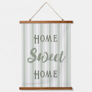 Zuhause Sweet Zuhause Farmhouse Sage Ticken Streif Wandteppich Mit Holzrahmen