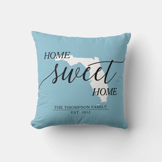 Zuhause Sweet Zuhause FL Staat Familienname Throw  Kissen (Vorderseite)