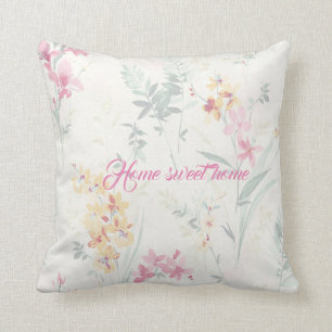 Zuhause Sweet Zuhause floral boho pink gelb aquama Kissen