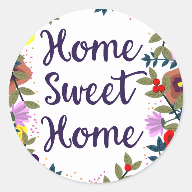 Zuhause Sweet Zuhause Floral Reef Runder Aufkleber (Vorderseite)
