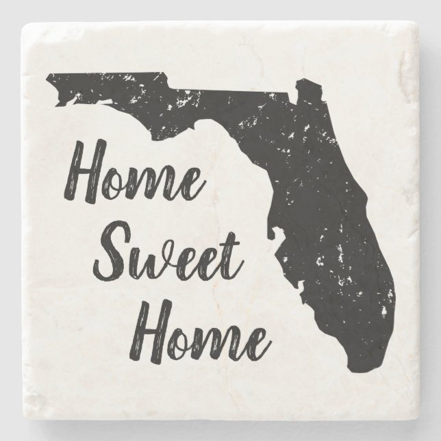 Zuhause Sweet Zuhause Florida Staat Karte Silhouet Steinuntersetzer (Vorderseite)