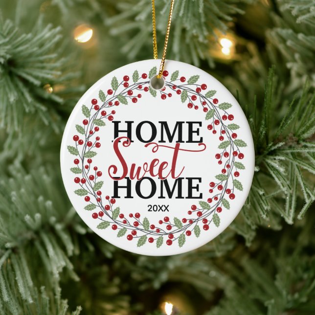 Zuhause Sweet Zuhause Foto Weihnachten Keramik Ornament (Baum)