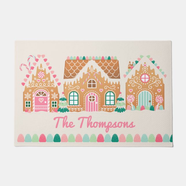 Zuhause Sweet Zuhause Gingerbrot Personalisiert Do Fußmatte (Vorderseite)