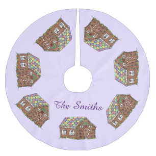 Zuhause Sweet Zuhause Gingerbrot Weihnachtsfest Pa Polyester Weihnachtsbaumdecke