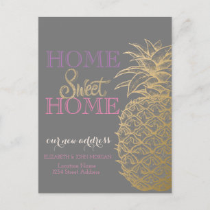 Zuhause Sweet Zuhause, Gold Ananas Neue Adresse Ankündigungspostkarte