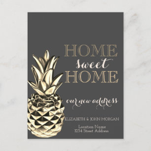 Zuhause Sweet Zuhause, Gold Metallic Pineape Ankündigungspostkarte