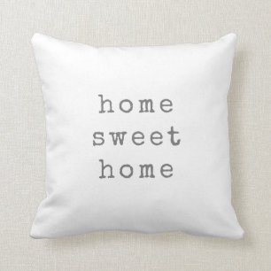 Zuhause Sweet Zuhause  Graue Schreibmaschine Kissen