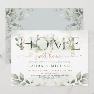 Zuhause Sweet Zuhause Greenery Gold Housewarming P Einladung