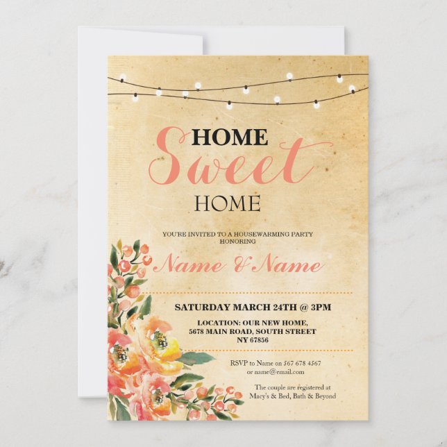 Zuhause Sweet Zuhause Housewärming Einladung (Vorderseite)
