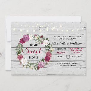 Zuhause Sweet Zuhause Housewarming Floral Rustikal Einladung