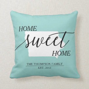 Zuhause Sweet Zuhause IA Staat Familienname Throw  Kissen