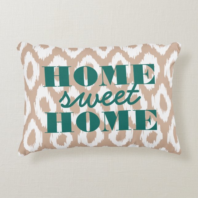 Zuhause Sweet Zuhause Ikat Ogee Accent Kissen (Vorderseite)
