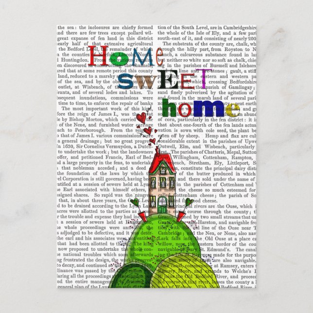 Zuhause Sweet Zuhause Illustration Postkarte (Vorderseite)