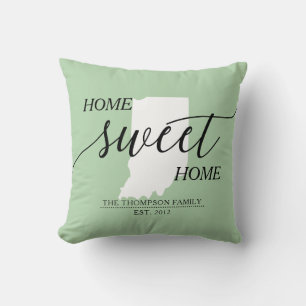 Zuhause Sweet Zuhause IN Staat Familienname Kissen