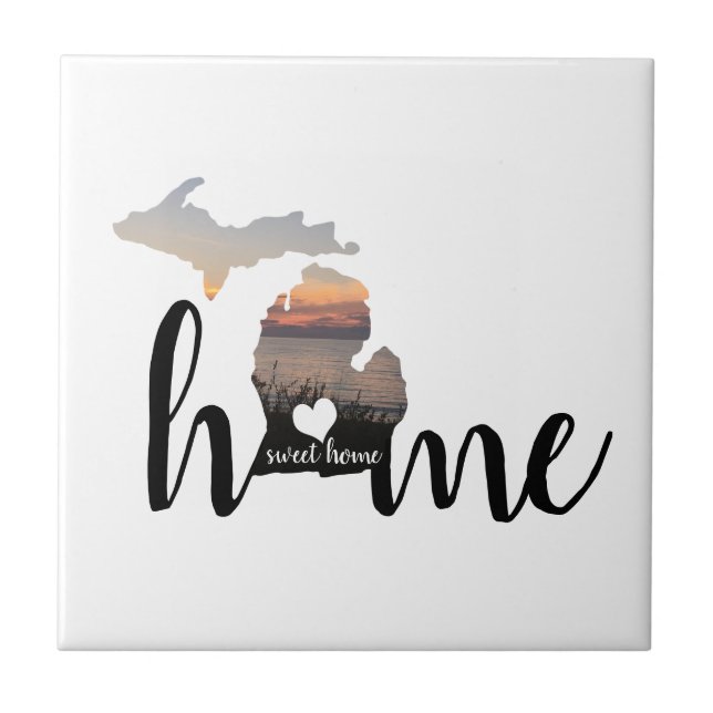Zuhause Sweet Zuhause ist Michigan Fliese (Vorderseite)