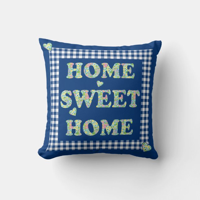 Zuhause Sweet Zuhause Kissen, Blue Mix'n'Match Mus Kissen (Vorderseite)