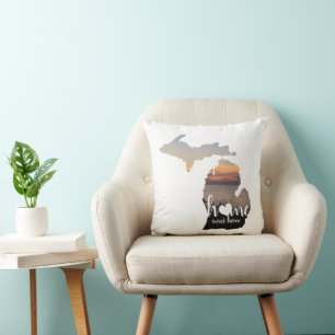 Zuhause Sweet Zuhause Michigan mit Herz Kissen