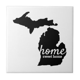 Zuhause Sweet Zuhause Michigan Silhouette Fliese