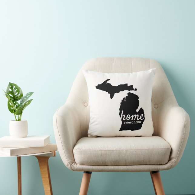 Zuhause Sweet Zuhause Michigan Silhouette Kissen (Stuhl )