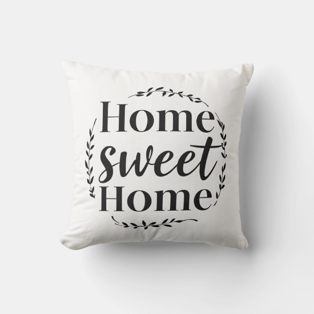 Zuhause Sweet Zuhause Minimalistisch Typografie Kissen (Vorderseite)