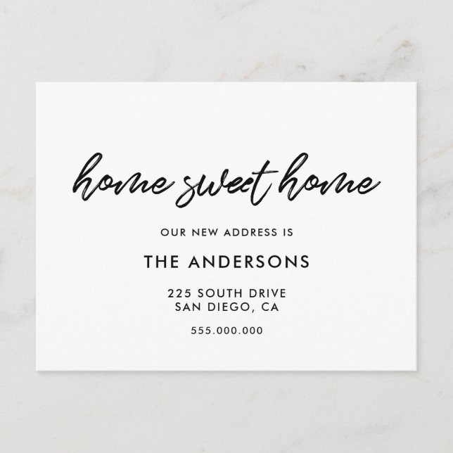 Zuhause sweet Zuhause Moderne Ankündigung Postkarte (Vorderseite)