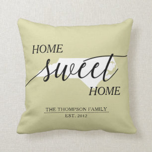 Zuhause Sweet Zuhause NC Staat Familienname Throw  Kissen