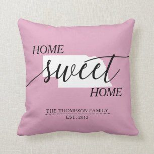 Zuhause Sweet Zuhause NE Staat Familienname Throw  Kissen