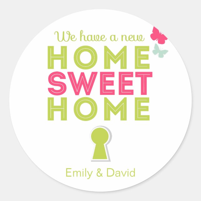 Zuhause Sweet Zuhause {new Zuhause} Cupcake Topper Runder Aufkleber (Vorderseite)