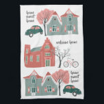 Zuhause sweet Zuhause niedliche Häuser Küchentüche Geschirrtuch<br><div class="desc">Dekorieren Sie Ihre Küche mit diesem süßen Zuhause-Zuhause-Handtuch. Macht auch ein tolles Haus-Erwärmung oder Hochzeitsgeschenk! Sie können den Text auch anpassen. Karo in meinem Shop für viel mehr Farben und Muster!</div>
