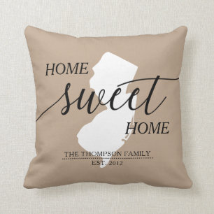 Zuhause Sweet Zuhause NJ Staat Familienname Throw  Kissen