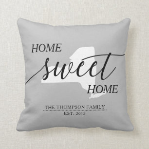 Zuhause Sweet Zuhause NY Staat Familienname Throw  Kissen