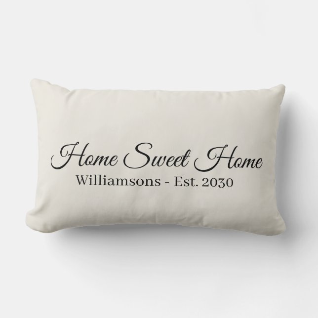 Zuhause Sweet Zuhause Offwhite benutzerdefiniertes Lendenkissen (Vorderseite)