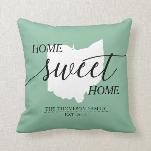 Zuhause Sweet Zuhause OH Staat Familienname Kissen