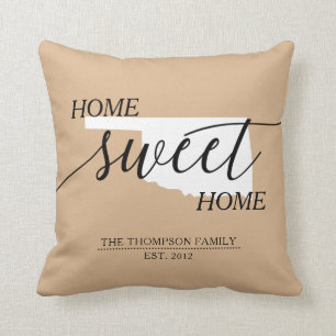 Zuhause Sweet Zuhause OK Staat Familienname Throw  Kissen