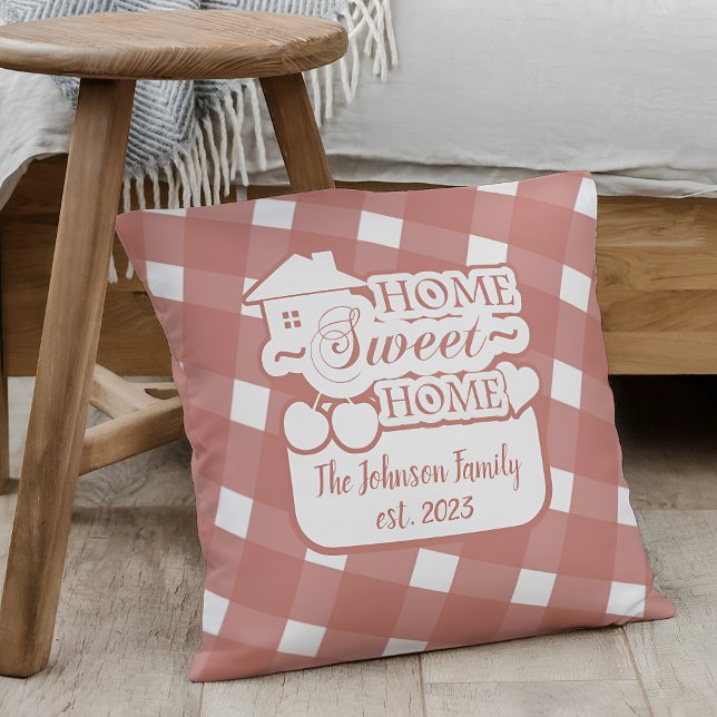 Zuhause Sweet Zuhause Pale Maroon Family Kissen (Von Creator hochgeladen)